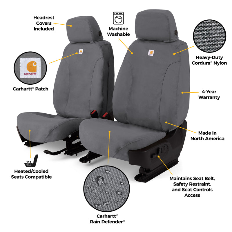 Covercraft Carhartt Super Dux SeatSaver Second Row Custom Seat Cover for Ford F-250, F-350, and F-450 (2019 Models) - Gravel
