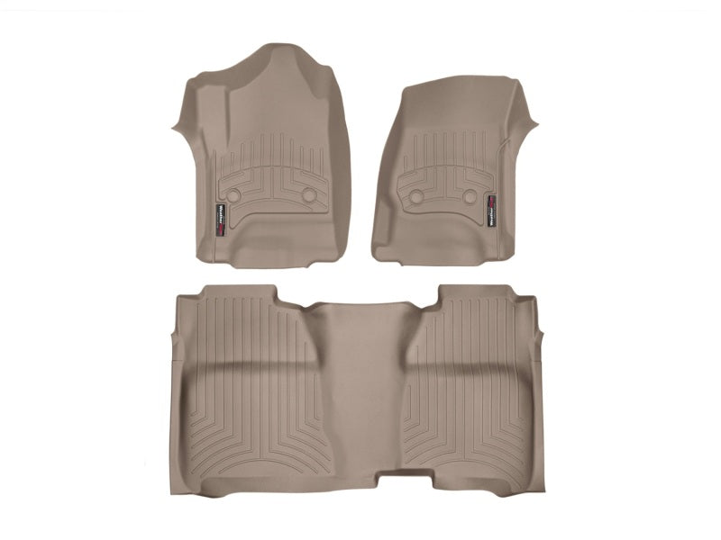 WeatherTech 14+ Chevy Silverado Crew Cab Front and Rear FloorLiners - Tan