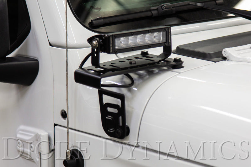 Diode Dynamics SS6 Cowl LED Bracket Kit for Jeep Wrangler JL and Gladiator, White Driving, DD6092