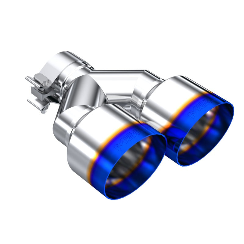 MBRP Burnt End Tip 2.5 ID, Dual 4 OD Out, 9.5 length, Single wall 304 Stainless Steel
