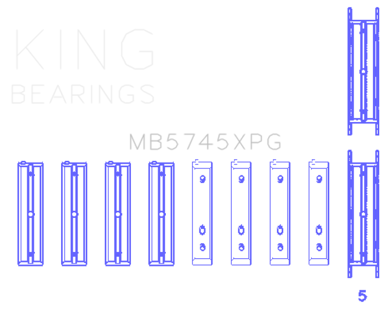 King Engine Bearings MB5745XPG.026 Performance Tri-Metal Main Bearing Set for Subaru FA20 and FB20 Engines, +0.025 mm