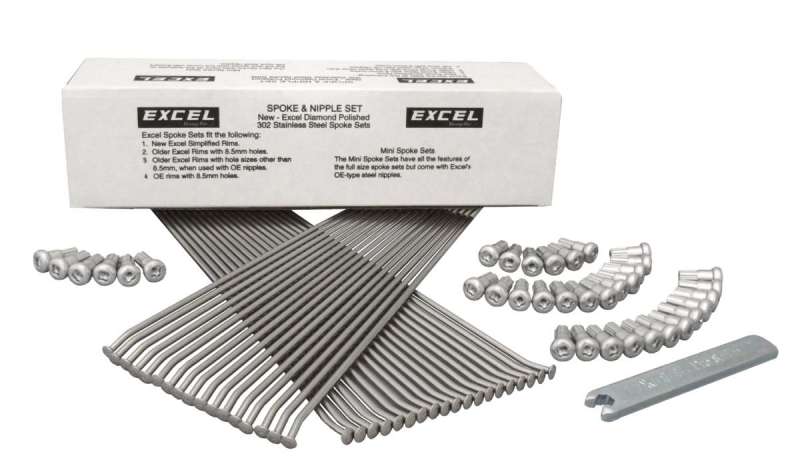 Excel excXS9-52217 Front Spoke/Nipple Set with Wrench, 9 Gauge, 36-Piece, Silver