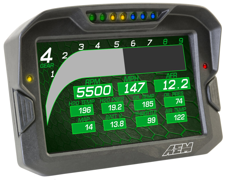 AEM CD-7G Carbon Digital Dash Display, GPS-Enabled Non-Logging Race Dash with CAN Input Only, Part Number 30-5702