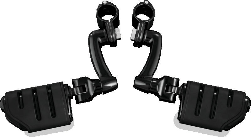 Kuryakyn Longhorn Trident Dually Offset Highway Pegs with 1-1/4-Inch Clamp, Black - Part 7599