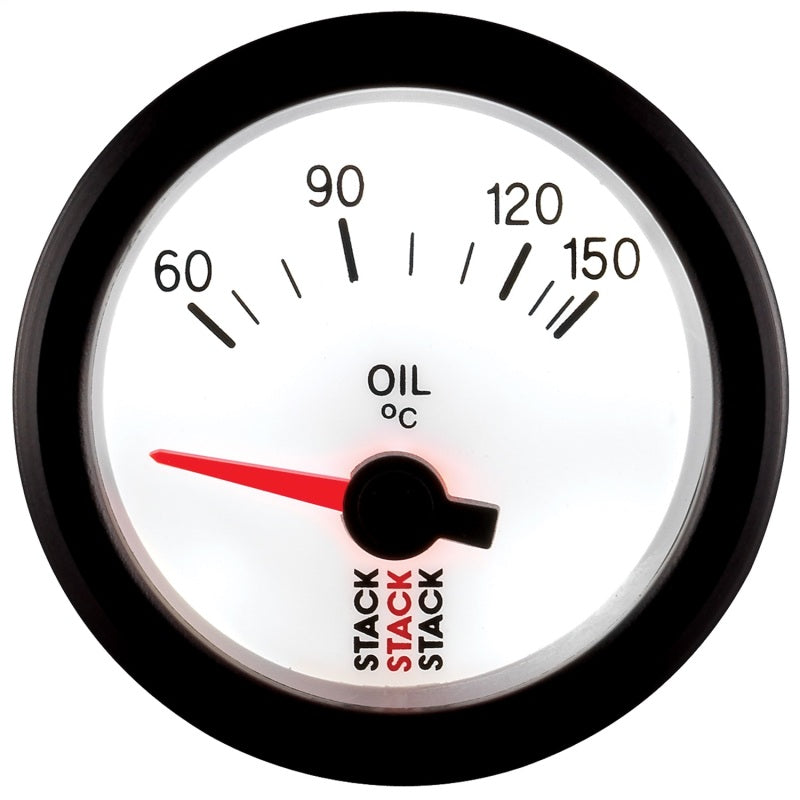 AutoMeter Stack ST3259 52mm Electric Oil Temperature Gauge, White, 60–150°C