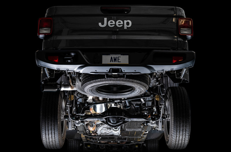 AWE 20-21 Jeep Gladiator JT 3.6L Tread Edition Cat-Back Single Side Exhaust - Diamond Black Tip