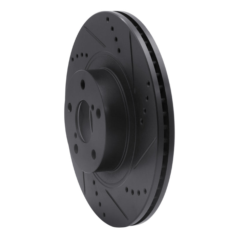 R1 Concepts RNC633-13034R Front Right Drilled and Slotted Black Brake Rotor for Subaru and Scion Applications