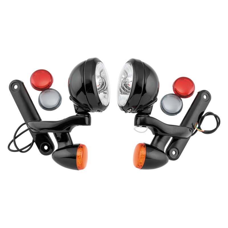 Letric Lighting 4.5-Inch Passing Lamps with Bullet Turn Signals, Chrome/Black - LLC-PLBTS-BC