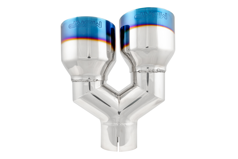 MBRP Burnt End Tip 2.5 ID, Dual 4 OD Out, 9.55 length, Single wall 304 Stainless Steel