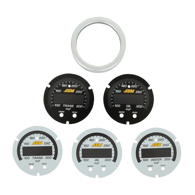 AEM X-Series Temperature Gauge Accessory Kit, 100-300°F / 40-150°C, Silver Bezel, Part AEM-30-0302-ACC