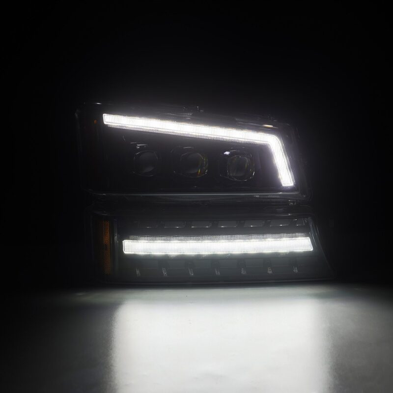AlphaRex NOVA-Series Alpha-Black LED Projector Headlights for 2003-2006 Chevy Silverado and Avalanche, ARX880254