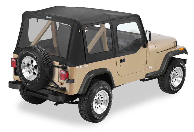 Bestop Replace-A-Top for Jeep YJ 1988-1995 Wrangler – Black Denim with Clear Windows and Door Skins