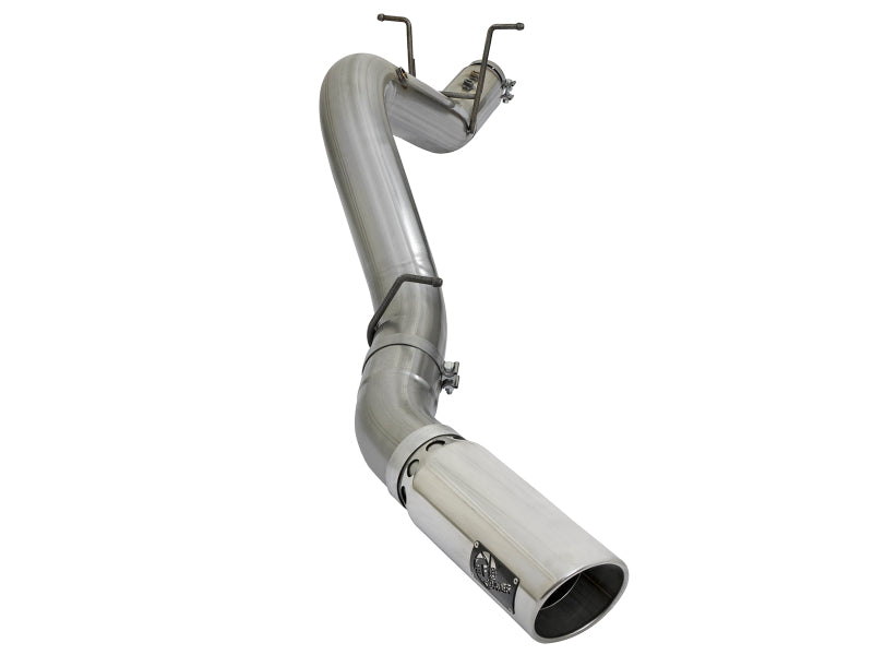 aFe Large Bore-HD 5-Inch 409 Stainless Steel DPF-Back Exhaust with Polished Tip, Part Number 49-44085-P