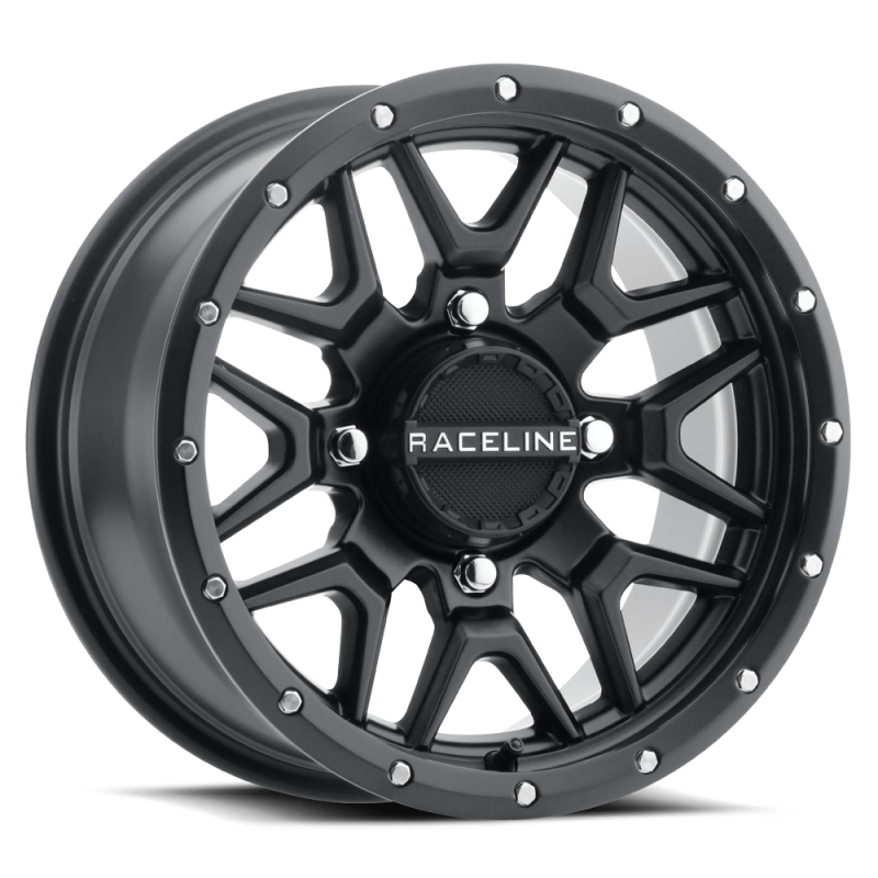 Raceline A94B Krank 15x7-Inch 4x156 Bolt Pattern +10 Offset Satin Black Powersports Wheel