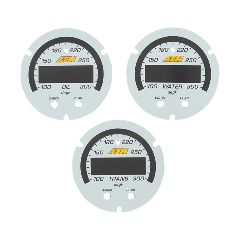 AEM X-Series Temperature Gauge Accessory Kit, 100-300°F / 40-150°C, Silver Bezel, Part AEM-30-0302-ACC