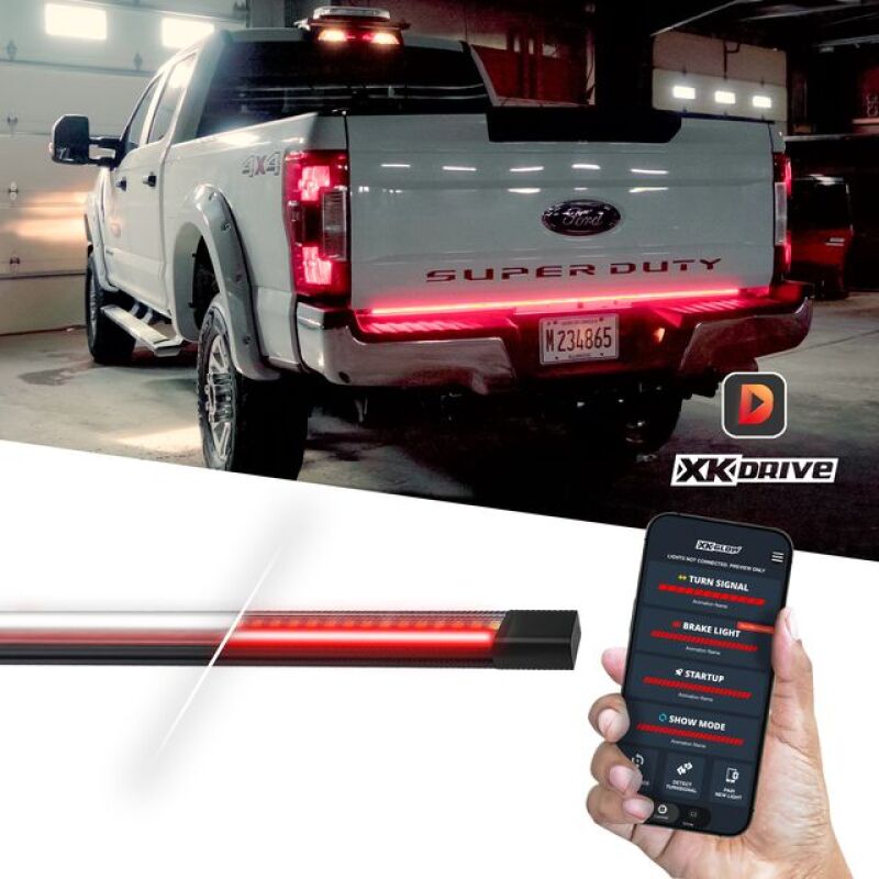 XKGLOW XKDR-TTL60 60-Inch App Controlled Truck Tailgate LED Light Bar with Sequential Turn Signals