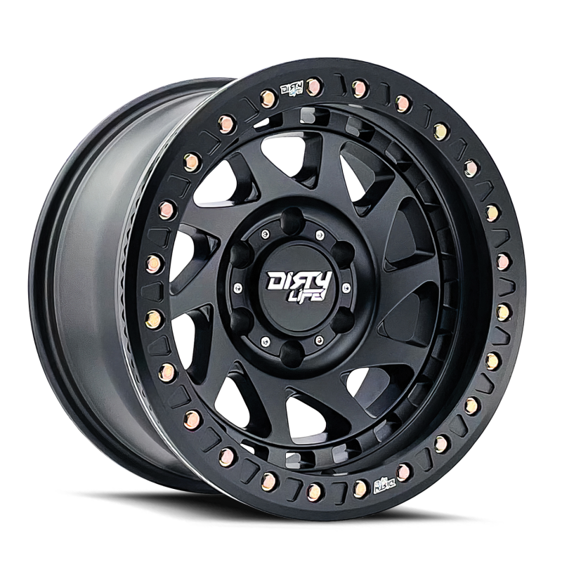 Dirty Life Enigma Race 9313 17x9 Beadlock Wheel, 5x127 Bolt Pattern, -12mm Offset, Matte Black