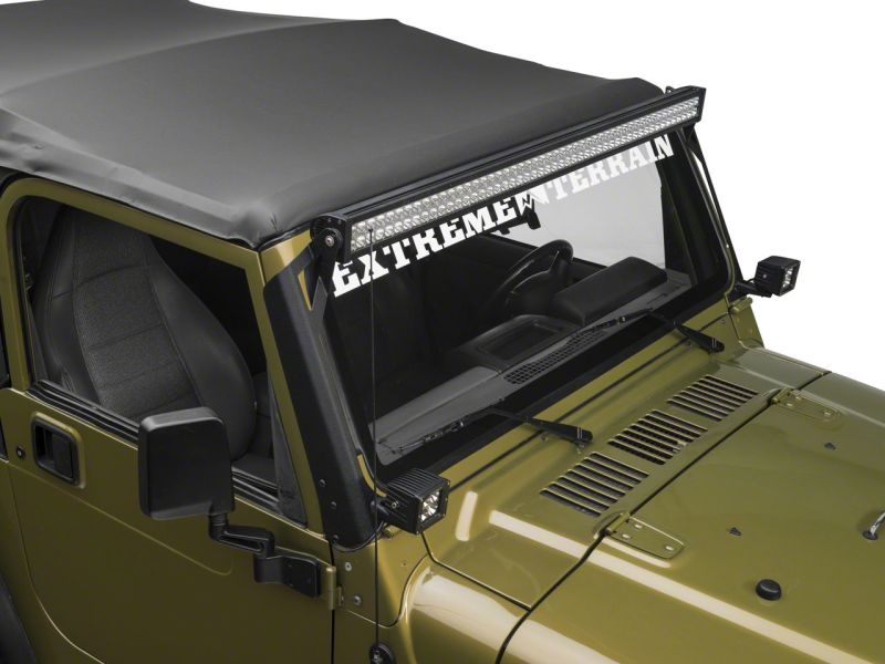 Raxiom 97-06 Jeep Wrangler TJ 50-Inch LED Light Bar Windshield Mount with Auxiliary Brackets - raxJ106746