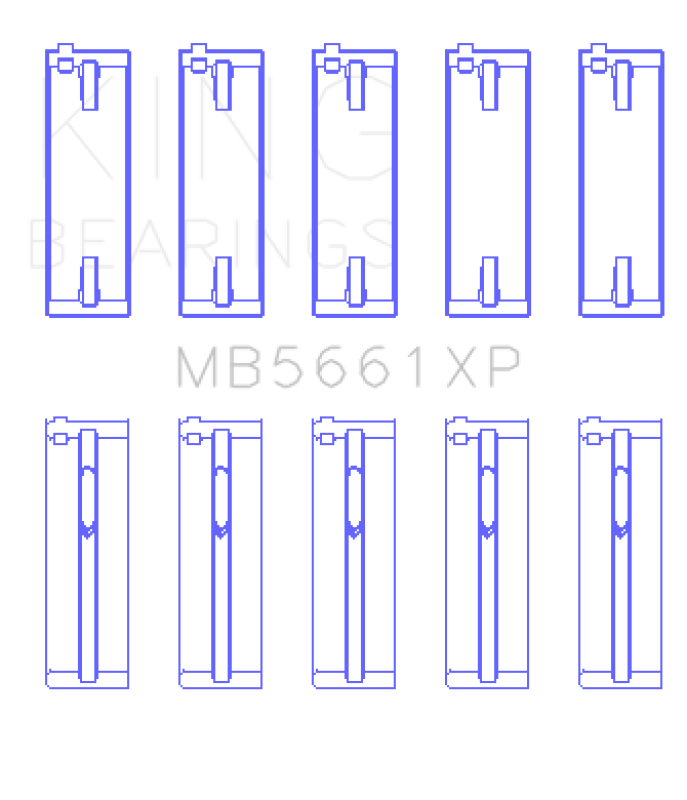 King Engine Bearings MB5661XP Crankshaft Main Bearing Set for Audi and Volkswagen 1.6L, 1.8L, and 2.0L Engines