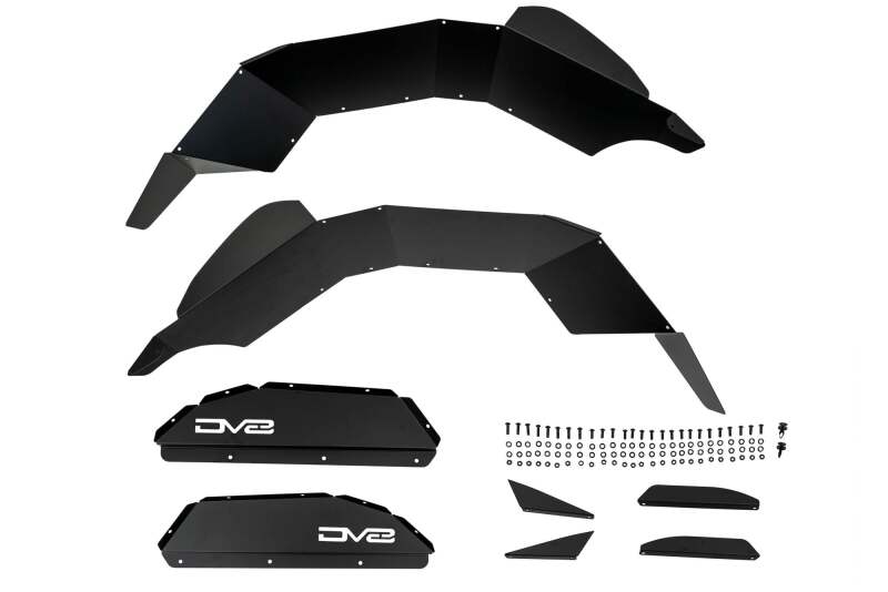 DV8 Offroad Rear Inner Fender Liners for 2020-2025 Jeep Gladiator JT, Satin Black - dveINFEND-07RB