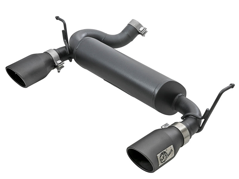 aFe Rebel Series 2.5-Inch 409 Stainless Steel Axle-Back Exhaust with Black Tips, Part 49-48061-B, 2007-2018 Jeep Wrangler JK V6