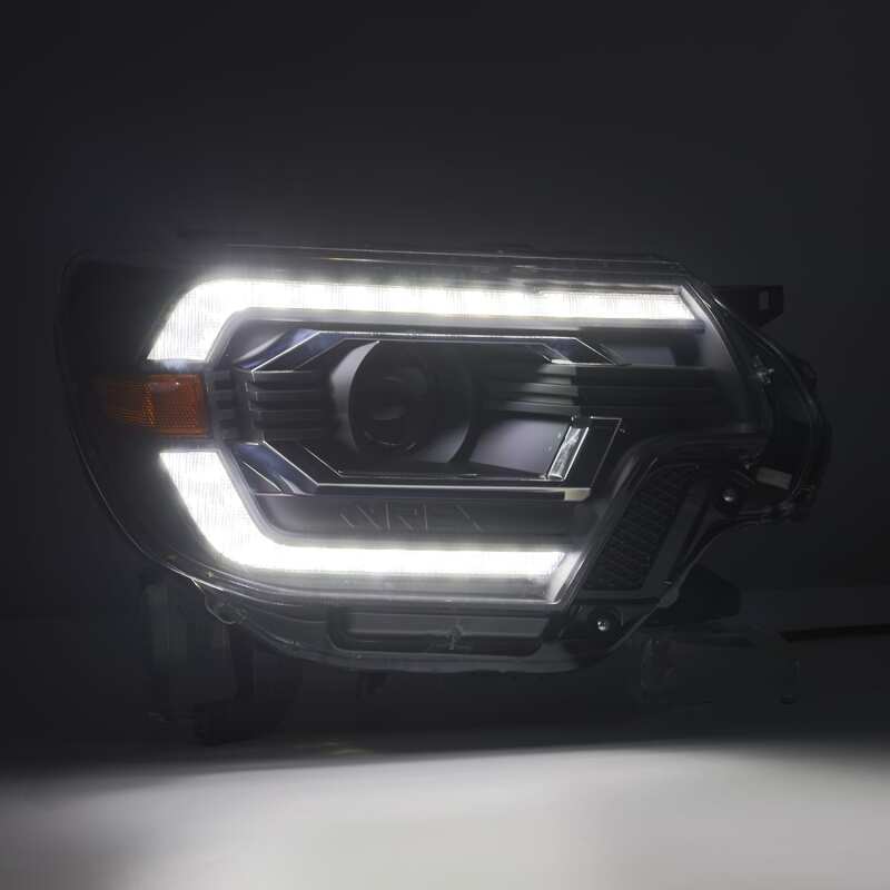 AlphaRex PRO-Series Projector Headlights for 2012–2015 Toyota Tacoma, Plank Style Alpha Black with DRL