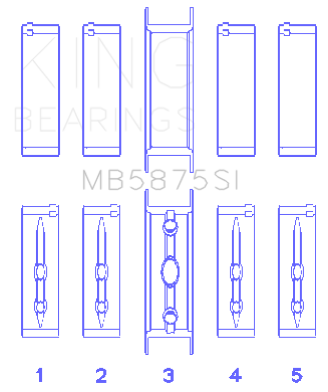 King Engine Bearings MB5875SI020 GM Vortex / Gen III LS-Series Main Bearing Set