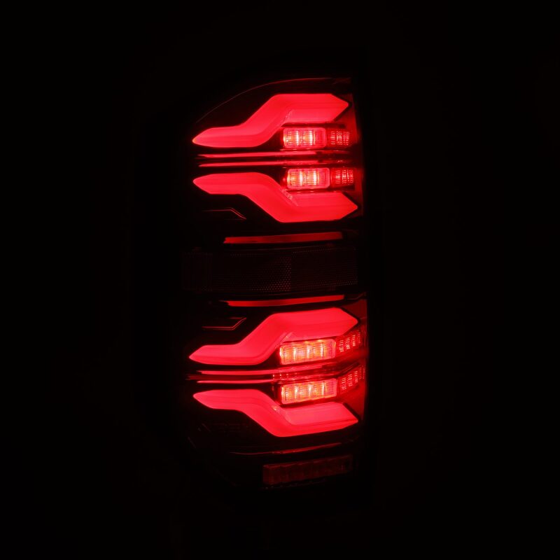 AlphaRex LUXX LED Taillights for 2014-2021 Toyota Tundra, Black/Red with Active Light and Sequential Signal - ARX672050