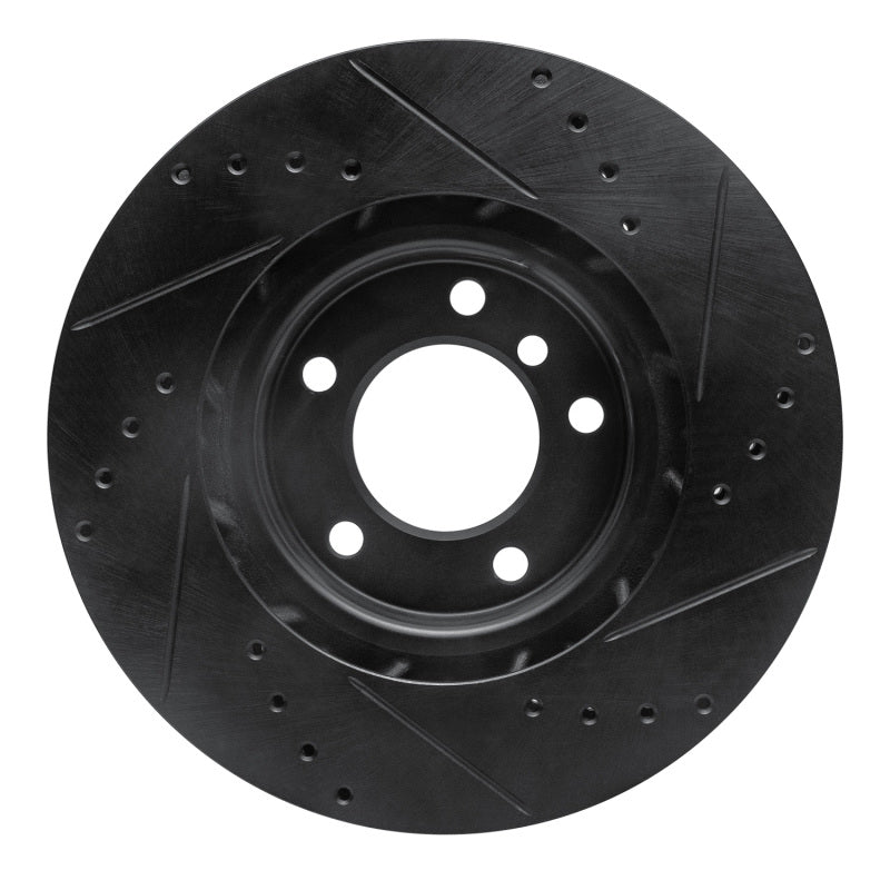 R1 Concepts RNC633-31037D Right Front Drilled and Slotted Black Brake Rotor for 1995-1999 BMW M3 and 1998-2000 BMW Z3