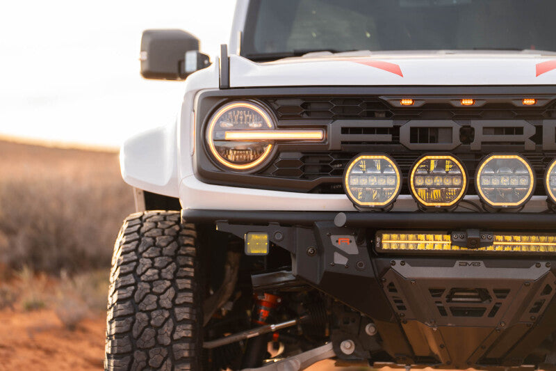 DV8 Offroad Ford Bronco Raptor Tube Front Bumper with Integrated Light Mounts and Optional Prerunner Push Bar