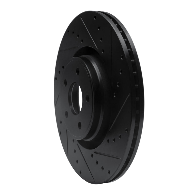 R1 Concepts RNC633-54082R Front Right Drilled and Slotted Black Brake Rotor for Ford Focus ST
