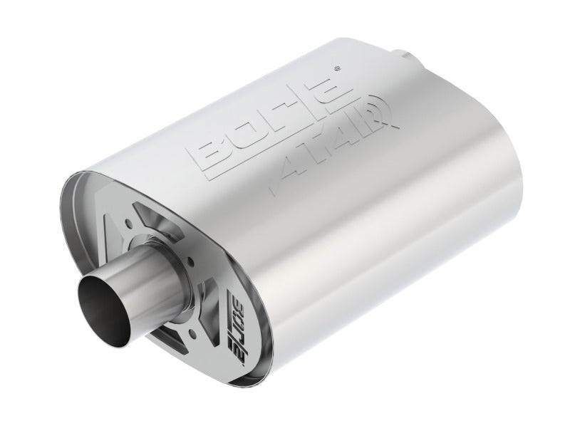 Borla CrateMuffler ATAK Muffler for Ford Coyote 5.0L V8, 2.5-Inch Offset Inlet and Center Outlet, Part BOR400856