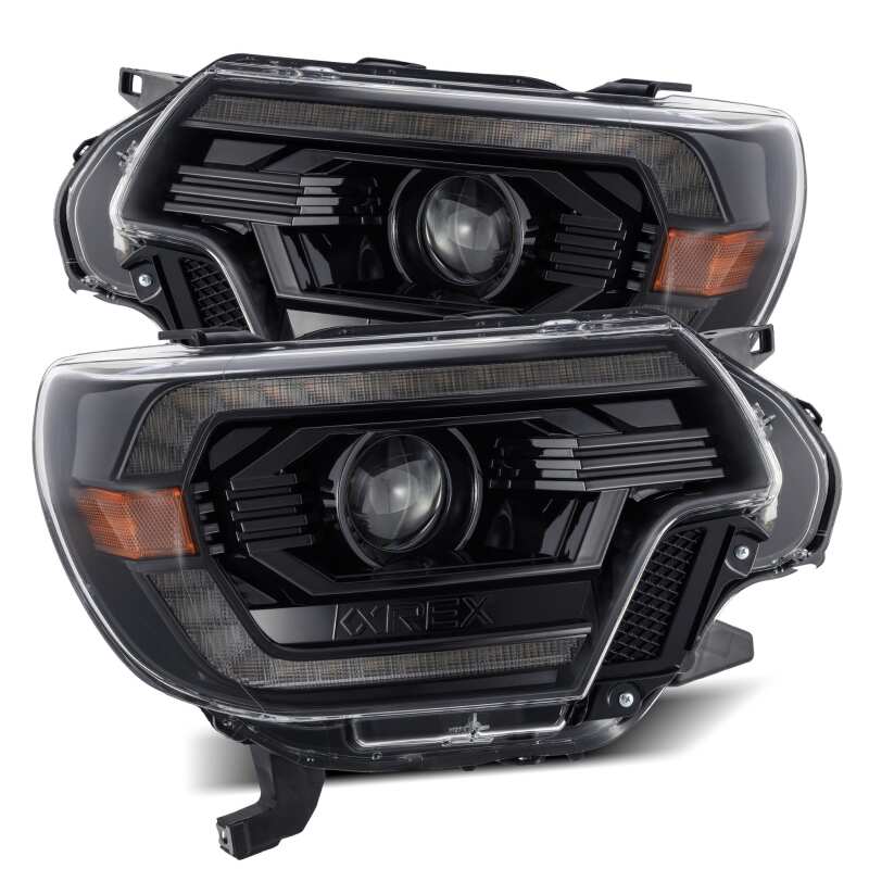 AlphaRex PRO-Series Projector Headlights for 2012–2015 Toyota Tacoma, Plank Style Alpha Black with DRL