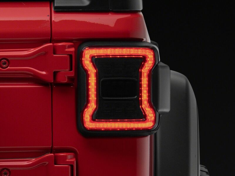Raxiom Jeep Wrangler JL LED Tail Lights with Red Housing and Smoked Lens - Part RAXJ181425