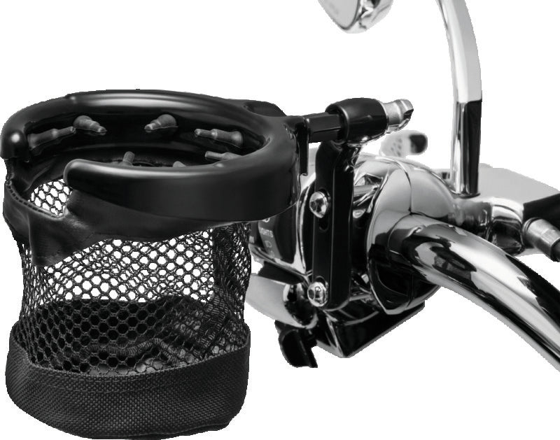 Kuryakyn Mesh Basket Drink Holder with Perch Mount, Universal Gloss Black – Part 1738