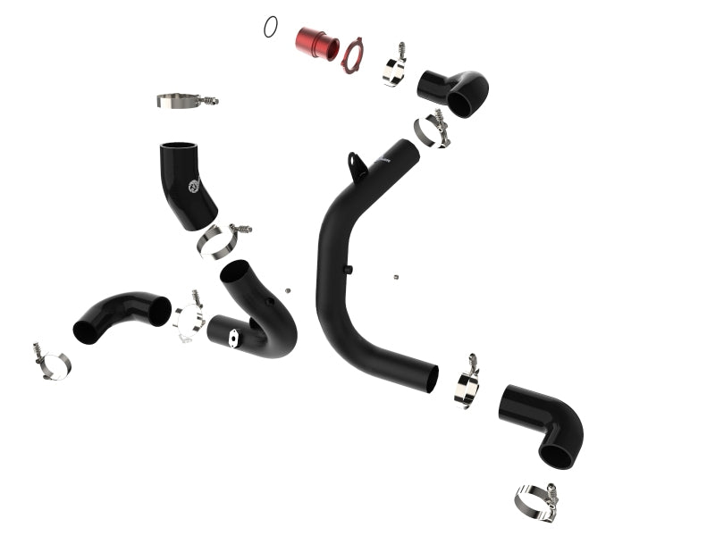 aFe BladeRunner Aluminum Hot and Cold Charge Pipe Kit with Turbo Muffler Delete, Wrinkle Black, 46-20415-B
