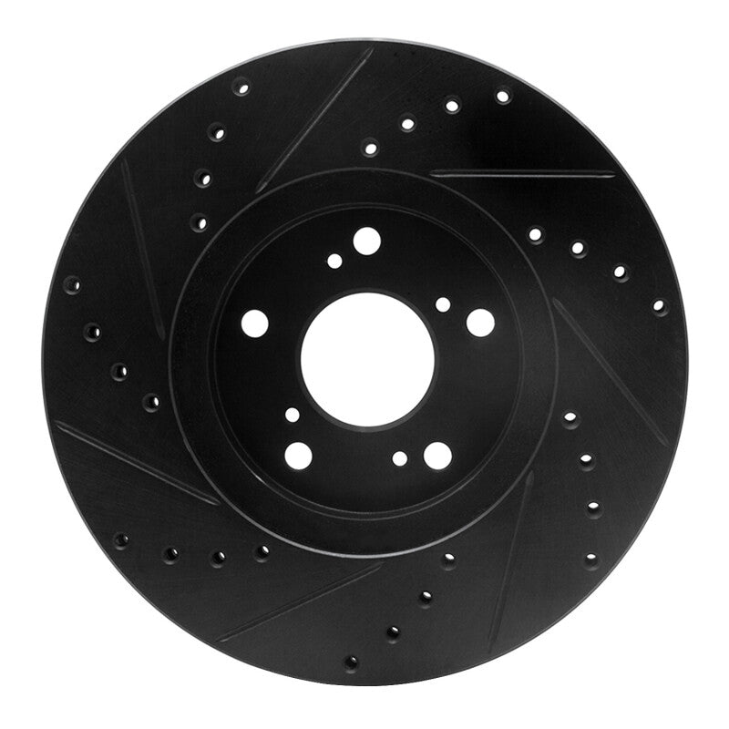 R1 Concepts RNC633-59043R Front Right Drilled and Slotted Black Brake Rotor for Acura