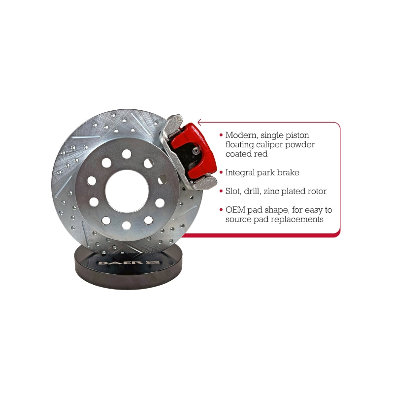 Baer Brakes Ford 8/9in Small Bearing Housing Ends 10.5in Classic Series Rear Brake Kit - Red