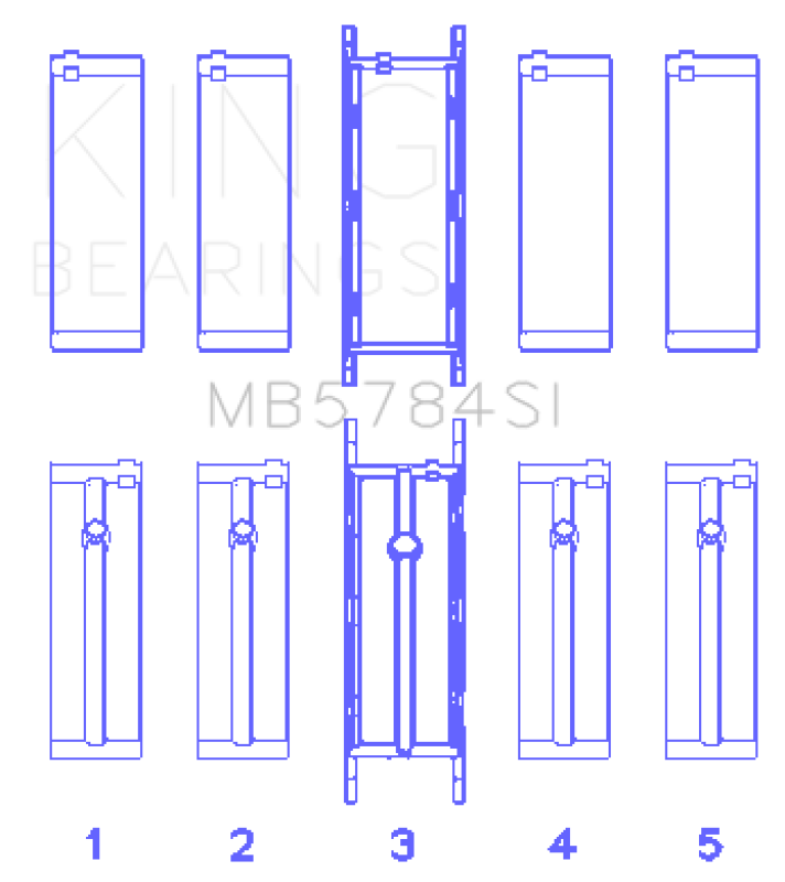 King Engine Bearings MB5784SI0.5 BMW N20B20 Main Bearing Set, +0.50 mm