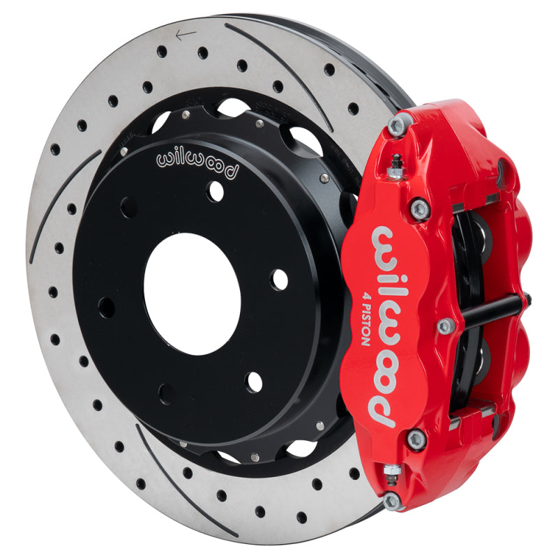 Wilwood Rear Big Brake Kit for 2003-2008 Audi A4 with 12.88-inch Drilled and Slotted Rotors - Red
