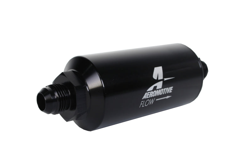 Aeromotive AER12375 In-Line Fuel Filter, AN-08 Male, 10-Micron Microglass Element, Black Anodized