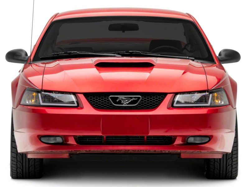 Raxiom Axial Series Headlights with Sequential LED Bar for 1999-2004 Ford Mustang, Black Housing, Clear Lens