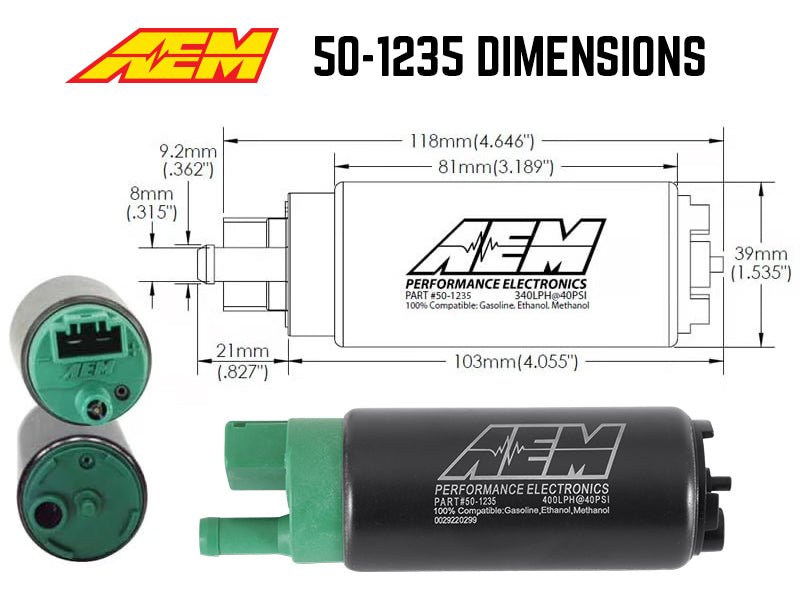 AEM 50-1235 400 LPH E85-Compatible High-Flow EFI Fuel Pump Kit