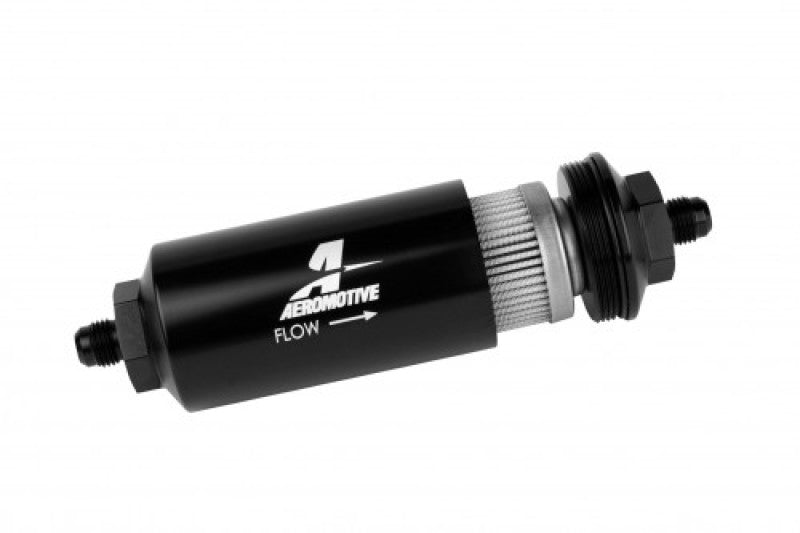 Aeromotive AER12348 In-Line Fuel Filter, AN-6 Male, 40-Micron Stainless Steel Element, Black Anodized