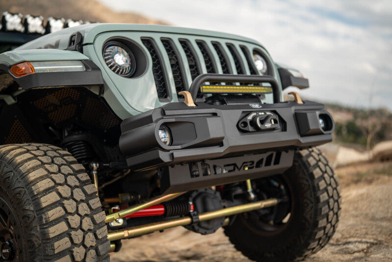 DV8 Offroad OE Plus Front Bumper for 2018-2025 Jeep Wrangler JL and 2020-2025 Gladiator JT, Part Number dveFBJL-13