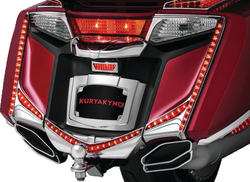 Kuryakyn 3237 L.E.D. Vertical Rear Light Strips for 2012–2017 Honda Gold Wing, Chrome with Red Lens