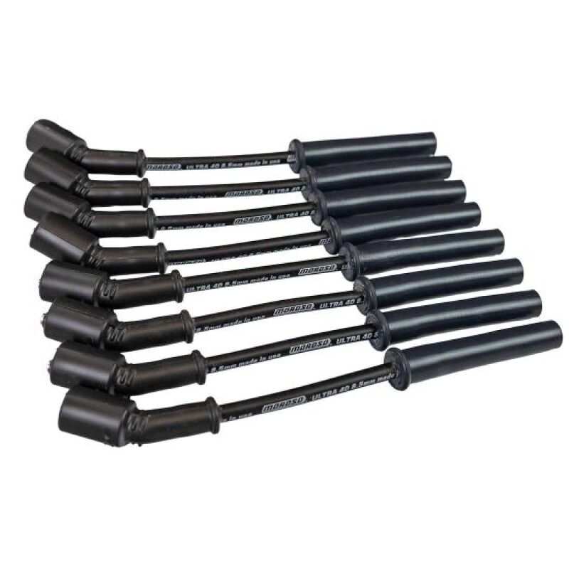 Moroso GM LS Engine Ultra40 8.5mm Multi-Angle Boot Ignition Spark Plug Wire Set - Black, Part Number Mor73755
