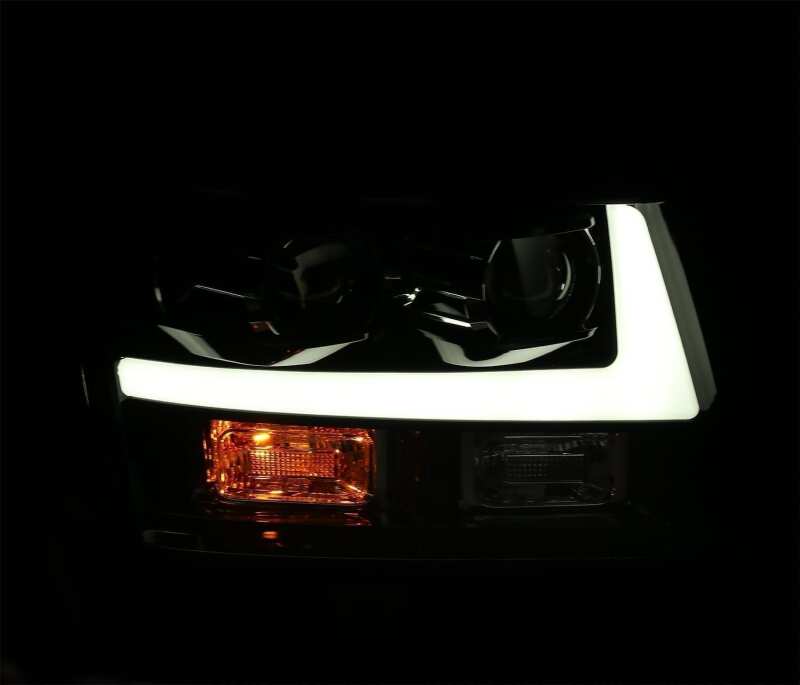 AlphaRex LUXX-Series LED Projector Headlights for 2007-2014 Chevrolet Tahoe/Suburban, Black Housing with DRL and Sequential Turn Signals - ARX880295
