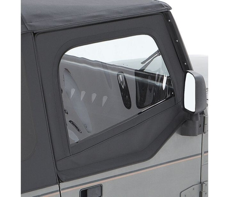 Bestop 88-95 Jeep Wrangler YJ Upper Fabric Doors with Square Upper Rear Corner in Black Denim - Part No. BES51782-15