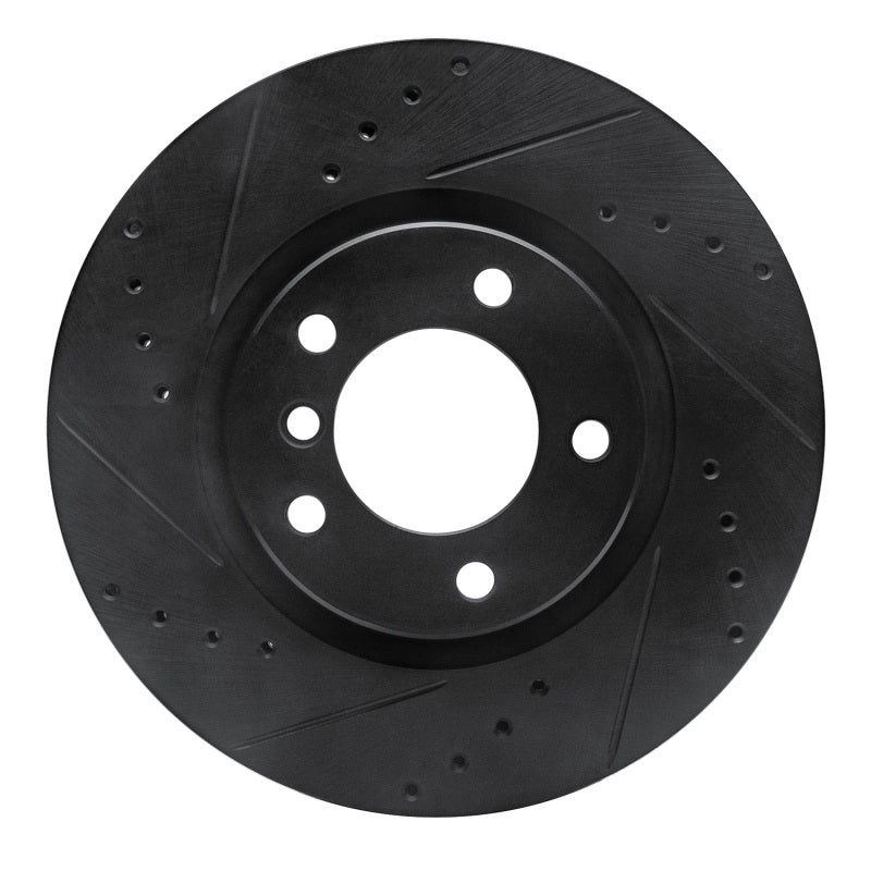 R1 Concepts RNC633-31037D Right Front Drilled and Slotted Black Brake Rotor for 1995-1999 BMW M3 and 1998-2000 BMW Z3